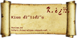 Kiss Éliás névjegykártya